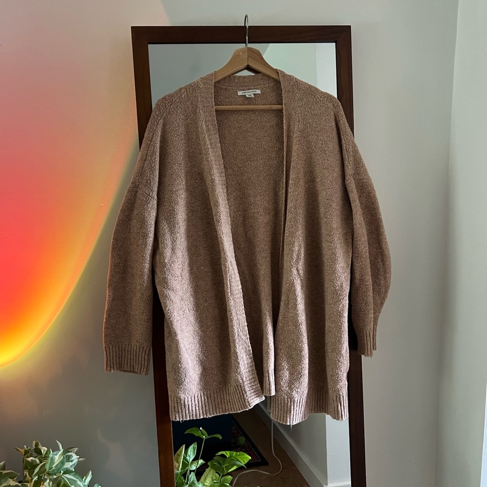 American Eagle Cozy Women's Cardigan Sweater in Taupe